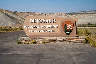 Sign for Dinosaur National Monument - Fossil Bone Quarry