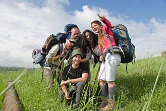 Happy hiking group