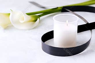 The concept of death and grief. Mourning candle