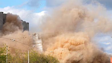 Industrial controlled explosion abandoned building