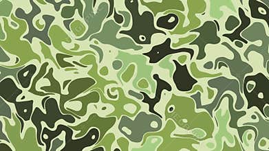 Camouflage animated background. Transform abstract curved shapes. Looping footage.