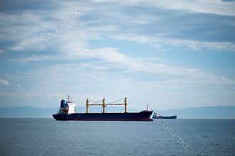 Cargo Ships Waiting at open sea