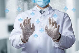 Doctor works medical network connections