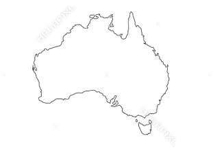 Australia Black Outline Map Vector Illustration