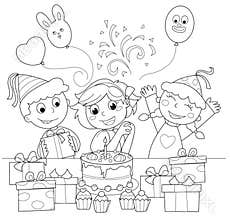 Happy birthday! Coloring illustration