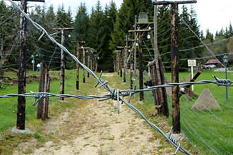 Part of the fence on borders with barbed wires