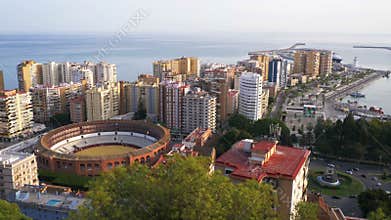 Malaga, Spain. Cityscape Topped View Of Malaga