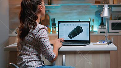 Designer engineer analizing new prototip of 3D model of the plant