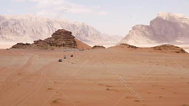 Aerial view of the al Ramal Red Sand Dune, in Jordan.