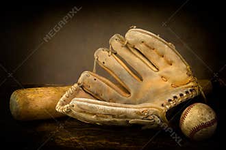 Still life with baseball glove
