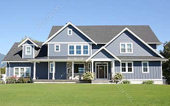 Blue Country Farmhouse Style Home House Exterior Details