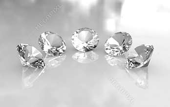 Set of five beautiful round diamonds