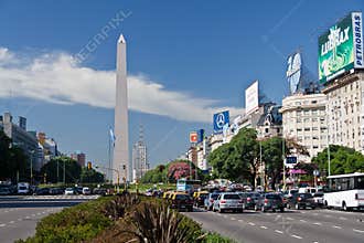 Obelisk and 9 de Julio Avenue in Buenos Aires