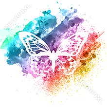 Abstract butterfly design on watercolour texture
