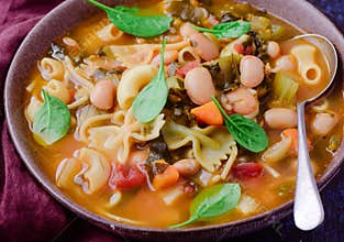 Hearty bowl of minestrone soup