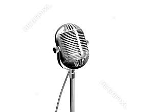 Retro microphone on white