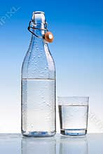 Water bottle with glass