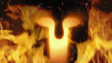 Ancient Warrior Helmet In Fire