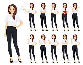 Casual business woman character set