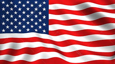 American flag waving in the wind isolated USA