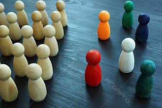 Diversity and Inclusion. Wooden and colored figurines