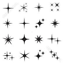 Star icons. Twinkling stars. Sparkles, shining burst. Christmas vector symbols isolated