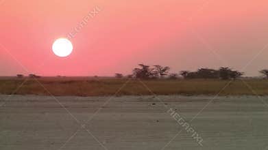 Sunset in the Makgadikgadi Salt Pans