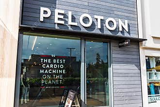 August 28, 2019 Palo Alto / CA / USA - Peloton store in Stanford Shopping Center; Peloton is an American exercise equipment and