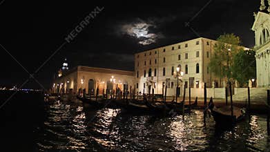 Architecture of Venice at night View from the Central Canal