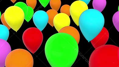 Moving balloons in various colors on black