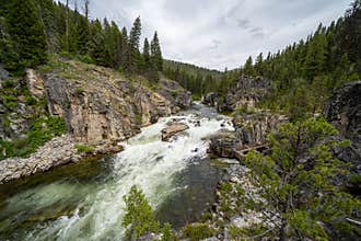 Dagger Falls waterfall in Idaho in the Salmon-Challis National Forest