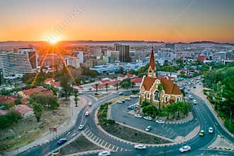 Namibia`s Capital at Sunset - Windhoek, Namibia