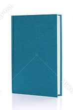 Isolated blank blue hardback book