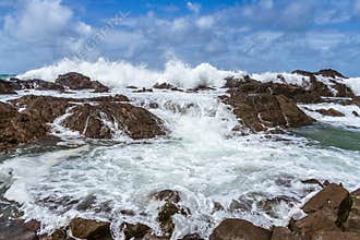 Powerful waves crushing
