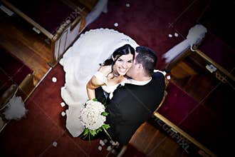 Bride and groom in a church