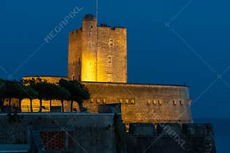 Fouras les bains fortification castle fort medieval in Charente France on night