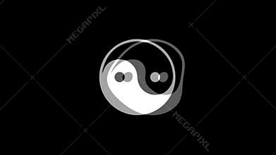 Yin Yang Taoism buddhism daoism religion icon Vintage Twitched Bad Signal Animation.