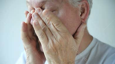 Man has cold or flu symptoms