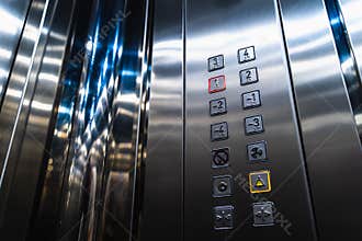Elevator Buttons for Disabled Blind People with Braille Language Signs on Panel