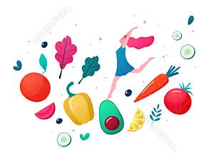Concept of healthy eating, lifestyle vector illustration