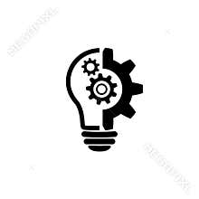 Lightbulb icon. Light bulb with cog symbol