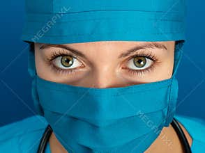 Nurse doctor blue woman healthcare medical