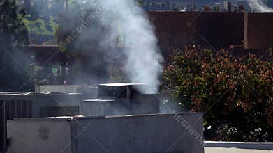 Rooftop smoke emissions from a restaurant kitchen