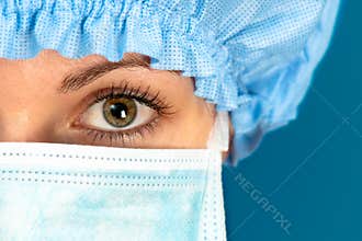 Nurse doctor blue woman healthcare medical