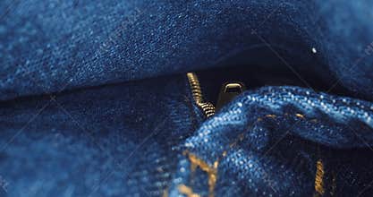 Macro shot of denim material filmed with a macro probe lens.