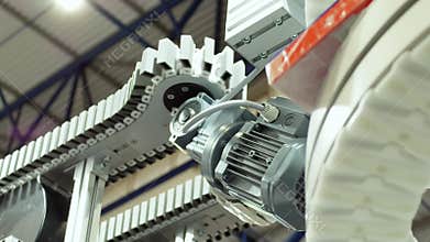 Automated conveyor belt. The conveyor in the factory.