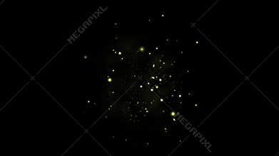 Flying fireflies with night background