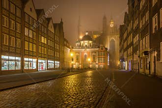Grobla I street in the Old Town of Gdansk. Poland,