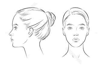 Portrait of young beautiful girl looking side and front angles.
