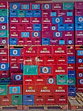 Beer store. Different companies and trademarks labels.